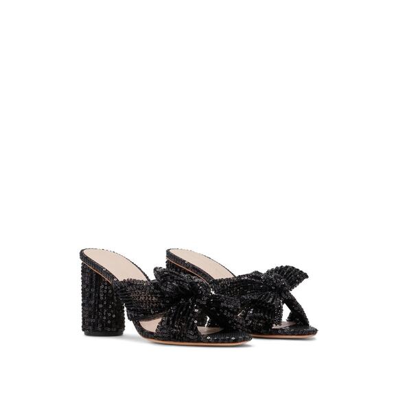 Loeffler Randall Penny Knot Black Sequin Slip On Mule Sandals Womens 10 - Picture 3 of 13
